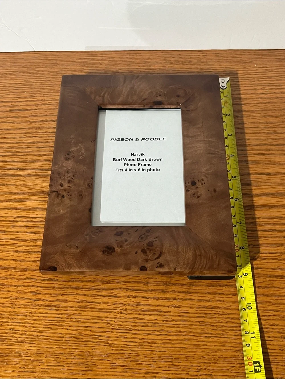 Pigeon & Poodle Narvik Burl Wood Dark Brown Photo Frame Tabletop 4x6